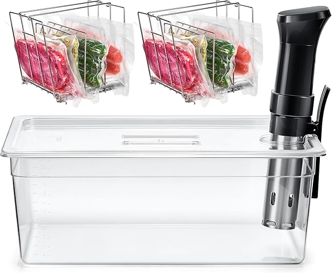 HOMENOTE Large Sous Vide Container 26 Quarts with Lid,Complete Sous Vide Accessories Kit BPA Free,Compatible with Anova and Most Sous Vide Cookers（Comes with 2 Sous Vide Racks and Insulating Sleeve）