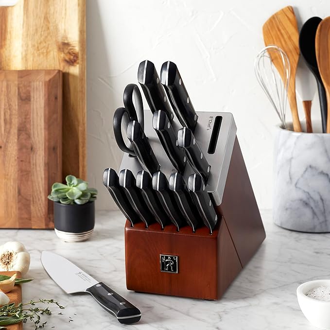 HENCKELS Dynamic 14-pc Self-Sharpening Knife Block Set, Brown