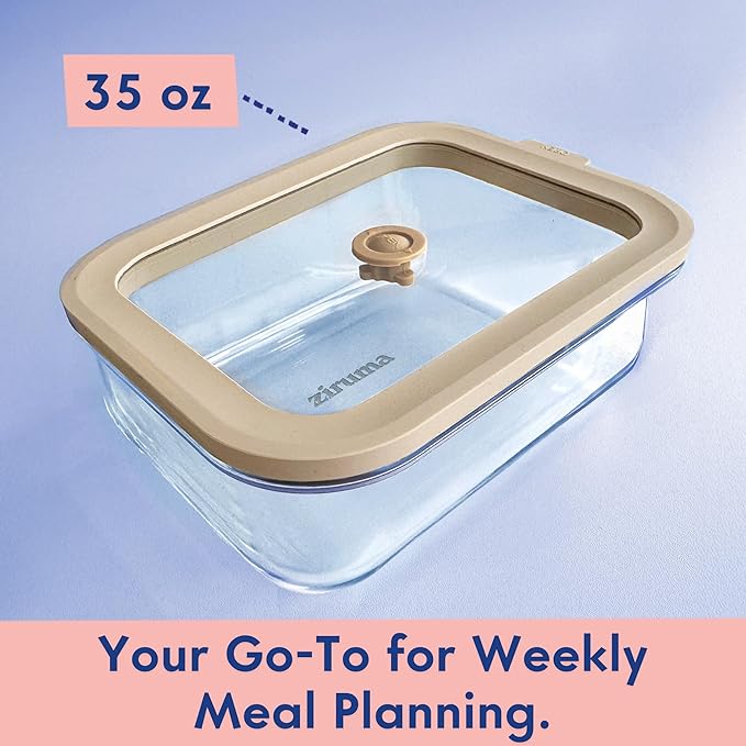 Non-Toxic 35 Oz (4.4 Cup) Glass Storage Containers with Lids – Plastic Free Meal Prep Containers for Lunch, Airtight Food Storage, Microwave and Freezer Safe, 4 Pack - Ziruma