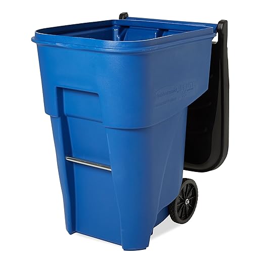 Rubbermaid Commercial Products BRUTE Rollout Trash/Garbage Can/Bin with Wheels, 95 Gal, Blue, for Restaurants/Hospitals/Offices/Back of House/Warehouses/Home