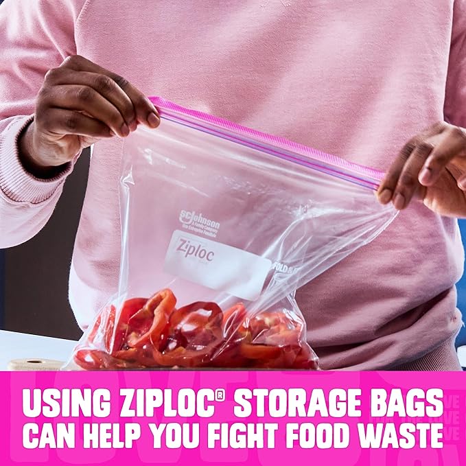 Ziploc Gallon Food Storage Bags, Stay Open Design with Stand-Up Bottom, Easy to Fill, 81 Count (Packaging May Vary)