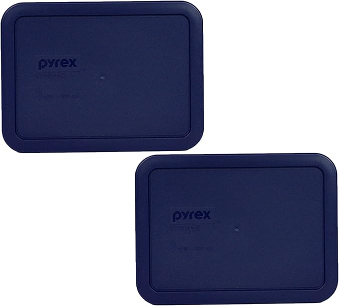 Pyrex Bundle - 2 Items: 7210-PC 3-Cup Blue Plastic Food Storage Lids - Original Genuine Pyrex Lids - 2 Pack -Made in the USA