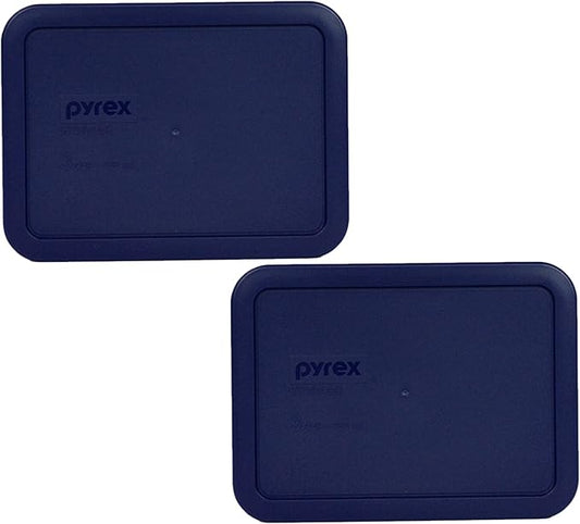 Pyrex Bundle - 2 Items: 7210-PC 3-Cup Blue Plastic Food Storage Lids - Original Genuine Pyrex Lids - 2 Pack -Made in the USA
