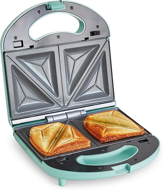 GreenLife Pro Electric Panini Press Grill and Sandwich Maker, Healthy Ceramic Nonstick Plates,Easy Indicator Light, PFAS-Free, Turquoise