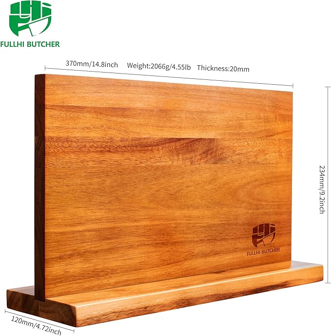 FULLHI Kitchen Magnetic Knife Block Holder, Knife Magnetic Strip with Enhanced Magnets natural wood Multifunctional Storage Holder for Kitchen Utensil, Knife Set, Scissors,Spice Ja