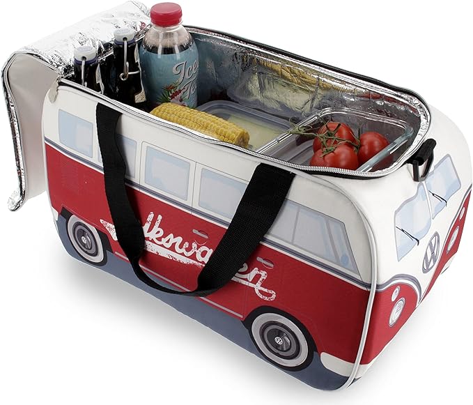 BRISA VW Collection - Volkswagen Insulated Cool-Warm Thermo Picnic Lunch Bag Box for Food in T1 Bus Design (25 Liters/6.6 Gallons)