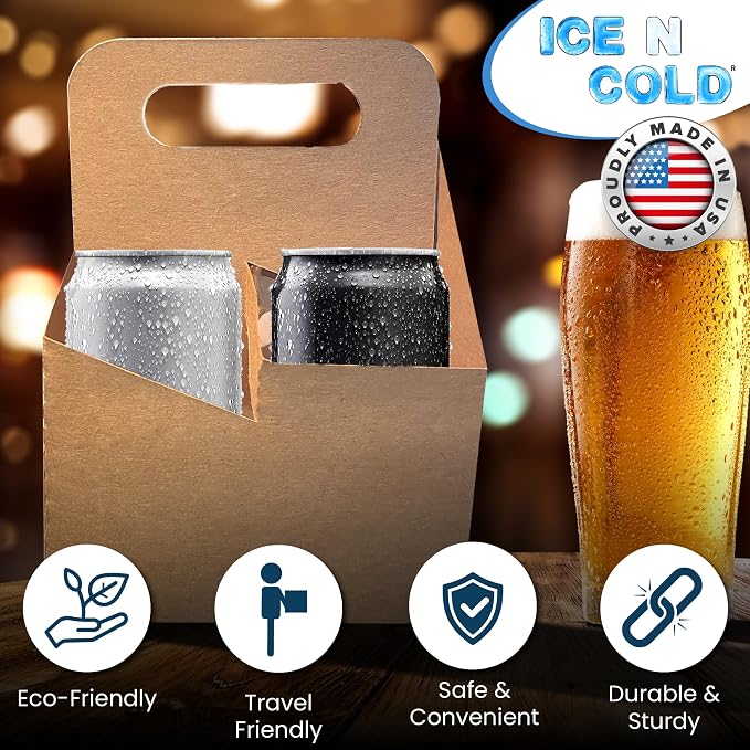 4 Cup Drink Carrier with Handle | Kraft Paperboard Holder Disposable - Image 5