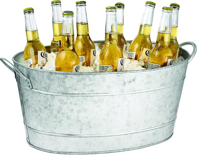 Tablecraft Galvanized Oval Beverage Tub, 5.5 Gallons