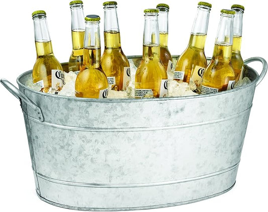Tablecraft Galvanized Oval Beverage Tub, 5.5 Gallons