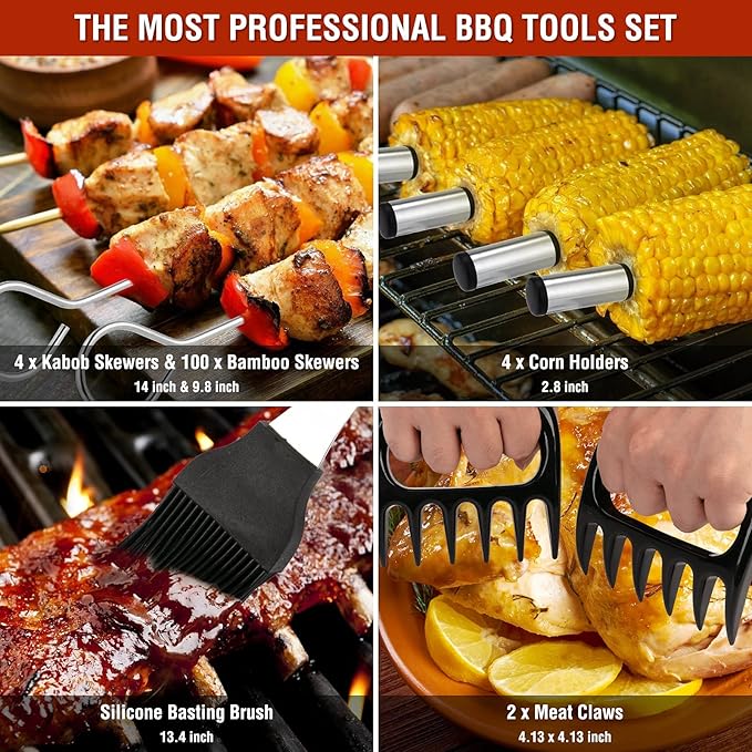 Grill Tools 122PCS Grilling Gifts for Men, for Fathers Day, Christmas, Grill Set BBQ Griddle for Outdoor Grill for Blackstone Weber Traeger Pit Boss Smoker Accessories