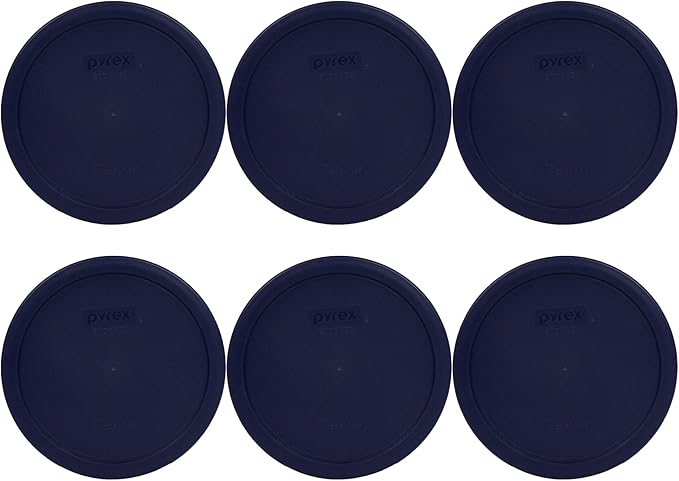 Set of 6 Pyrex Blue Round Storage Lid Cover fits 6 & 7 cup Round Dishes # 7402-PC (6)