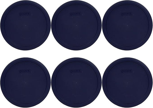 Set of 6 Pyrex Blue Round Storage Lid Cover fits 6 & 7 cup Round Dishes # 7402-PC (6)