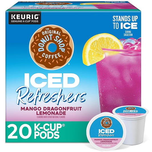 The Original Donut Shop Iced Refreshers, Mango Dragonfruit Lemonade Flavor, Keurig Single Serve K-Cup Pods, 20 Count