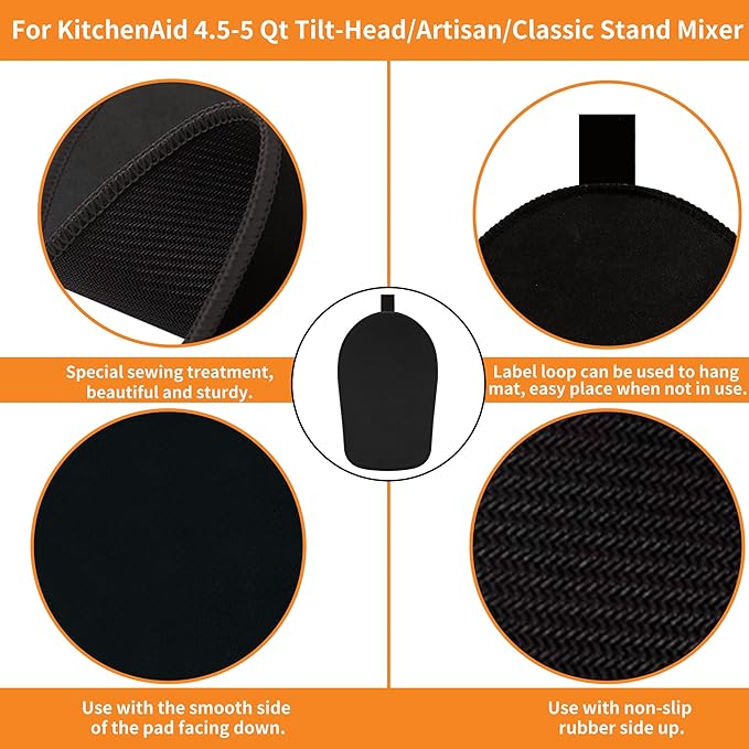 Sliding Mat for Kitchenaid Mixer, Mixer Mover Slider Pad 4.5-5 Qt Tilt-Head Stand Kitchen Appliance Mat, Aid Accessories with White Cord Organizer