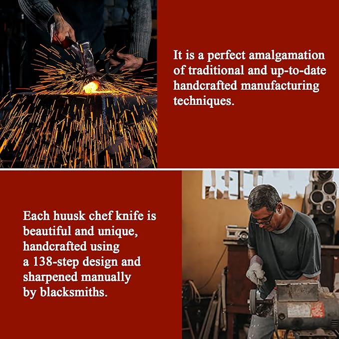 Huusk Meat Cleaver Knife, Hand Forged Butcher Knife for Meat Cutting, Full Tang Viking Knives with Sheath, Japanese Chef Knives for Outdoor Cooking, Camping, BBQ, Christmas Gift for Man and Women