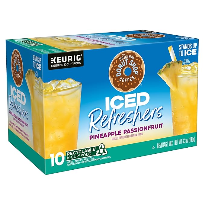The Original Donut Shop Iced Refreshers, Pineapple Passionfruit Flavor, Keurig Single Serve K-Cup Pods, 60 Count (6 Packs of 10)