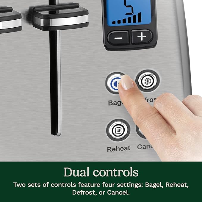 Cuisinart 4 Slice Countdown Motorized Toaster, Compact Bread Toaster with Extra-Wide Slots for Toasting Bread, French Toast, Bagels and Pastries, Defrost & Reheat Functions, CPT-435P1, Stainless Steel