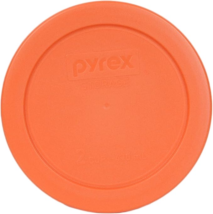 Pyrex 7200-PC 2-Cup Orange Food Storage Replacement Lid (6-Pack) - Made in USA