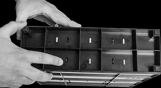 San Jamar Portion Cup and Lid Organizer Fits 2-3" Cups and Lids with Removable Dividers for Kitchen, Restaurant, and Fast Food, Plastic, 10 x 11.5 x 3.75 Inches, Black