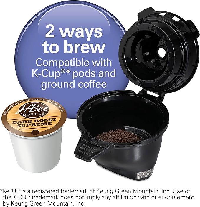 Hamilton Beach 49918 FlexBrew Single-Serve Coffee Maker Compatible with Pod Packs and Grounds, 14 oz, Black, Stainless - Fast Brew