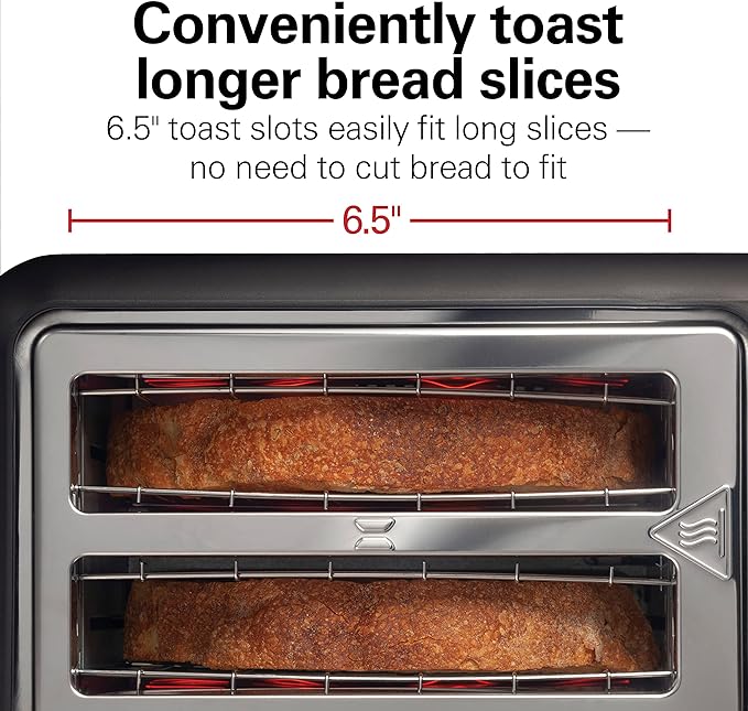 Hamilton Beach Gourmet 2 Slice Slot Toaster with Extra Long & Wide Slots, Sure-Toast Technology, Shade Selector with 7 Browning Levels, Bagel Setting, Matte Black and Stainless Steel (22996)