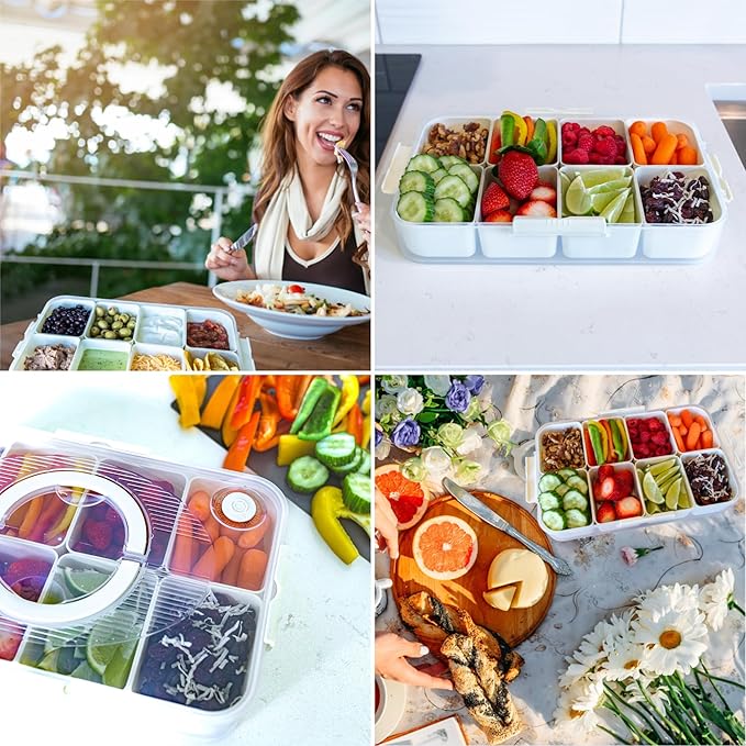 Puccino's Kitchen Snackle Box Container; 1 Pack; Microwave and Dishwasher Safe; Versatile snack box; Serving tray; Ideal Lunchable Container; snack box container serving dish; adult bento box