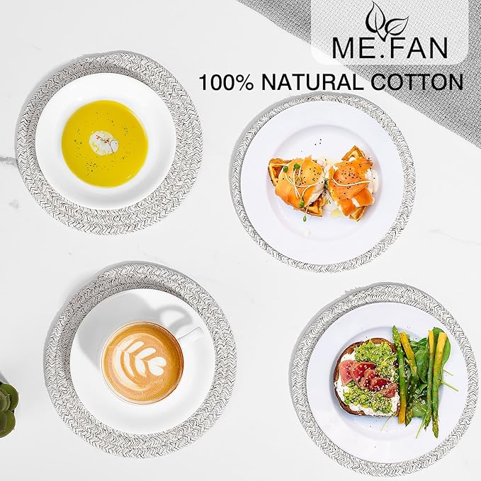 ME.FAN 7 Inch Trivets/Potholders 4 Set Cotton Thread Weave Trivets for Pots and Pans - Large Coasters/Hot Pads to Protect Desktop & Countertop - Mix Light Coffee