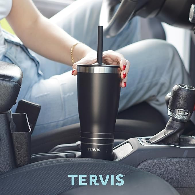 Tervis Traveler Kelly Ventura - Floral Collection Triple Insulated Tumbler Travel Cup Keeps Drinks Cold & Hot, 30oz with Straw Lid, Posy