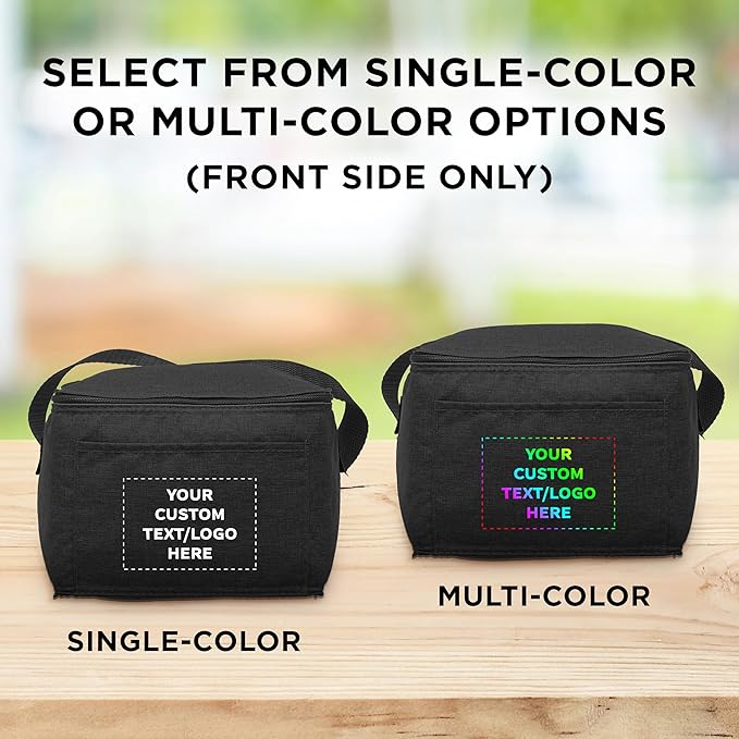 Custom Insulated Cooler Lunch Bag Set of 100, Personalized Bulk Pack - Perfect for Work, Travel, Outdoor Events - Black