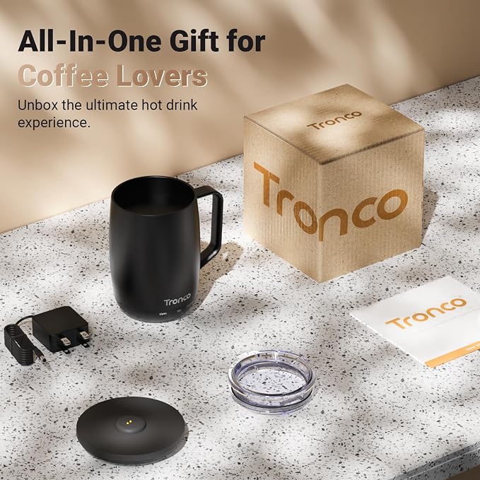 Tronco Temperature Control Heated Coffee Mug 14 oz – Rechargeable Self-Heating - Image 8