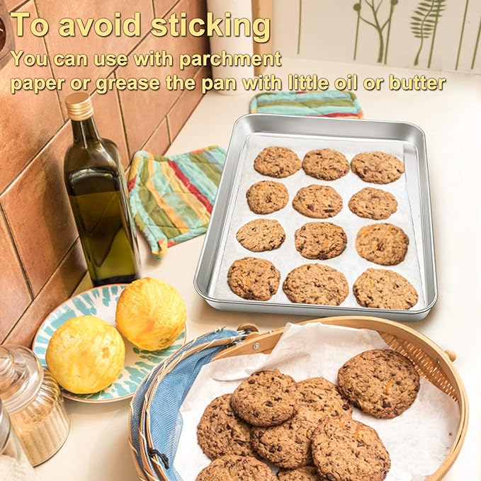 P&P CHEF 16 Inch Baking Cookie Sheet, Oven Pan Tray Stainless Steel Sheet Pan for Kitchen, Oven Bakeware for Multi Uses, Shiny Look & Dishwasher Safe, Healthy & Heavy Duty, 1Pc