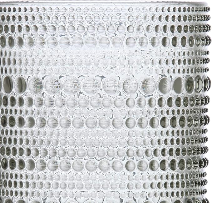 Fortessa Jupiter Beaded Hobnail Glass, 10 Ounce Double Old Fashioned (Set of 4), Smoke Gray