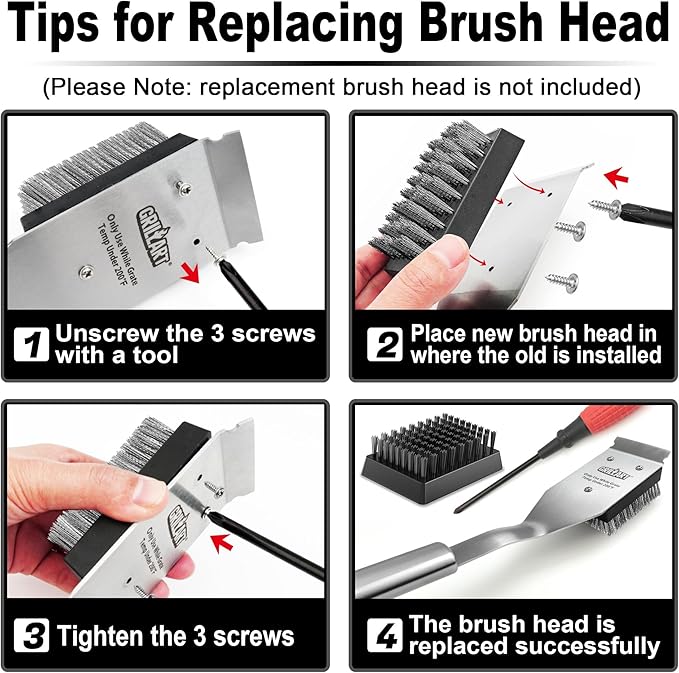 GRILLART Grill Brush and Scraper Replacement Head - 2PCS