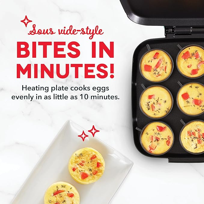 DASH Sous Vide Style Family Size Egg Bite Maker for Breakfast Bites, Sandwiches, Healthy Snacks or Desserts, Keto & Paleo Friendly (9 Servings), Aqua