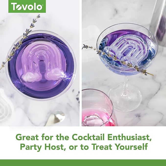 Tovolo Rainbow Shaped Ice Cubes Mold Pack of 2 Large Craft Ice Molds for Whiskey Bourbon Cocktails, Easy Fill No Leak Silicone Ice Molds Rainbow Gift for Adults Stackable Dishwasher Safe BPA Free