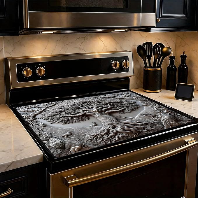 Stove Top Cover for Electric Stove, 28.35 x 20.47 in Glass Stove Top Cover by KKYEJLQYI