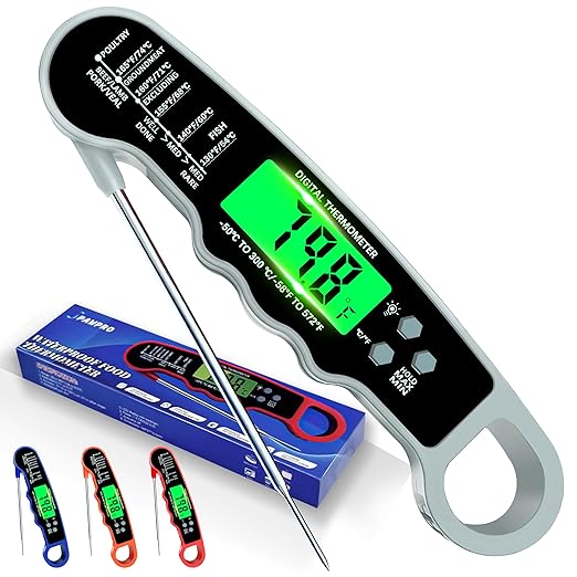Meat Thermometer Digital, Instant Read Meat Thermometer with Backlight & Magnet for Kitchen, Beef, Grill, Turkey,IP67 Waterproof Cooking Thermometer，Suitable as Stocking Stuffers for Men