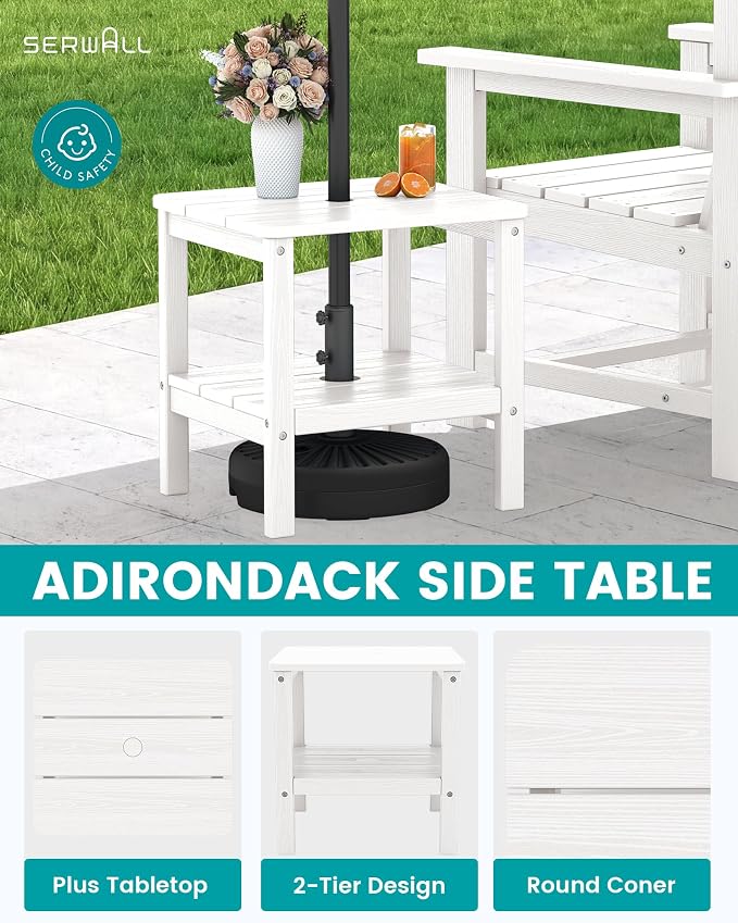 SEWRWALL Patio Furniture Set, HDPE Material All Weather Use Adirondack Chair Set - Image 2