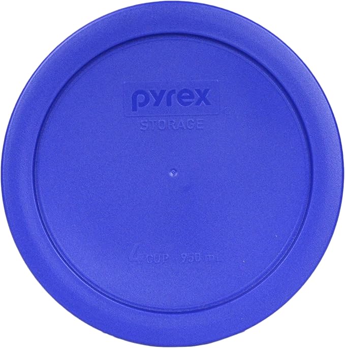 Pyrex (2) 7202-PC 1-Cup Cadet Blue, (2) 7200-PC 2-Cup Dark Blue, (2) 7201-PC 4-Cup Cadet Blue and (1) 7402-PC 6/7-Cup Dark Blue Lids - Made in USA