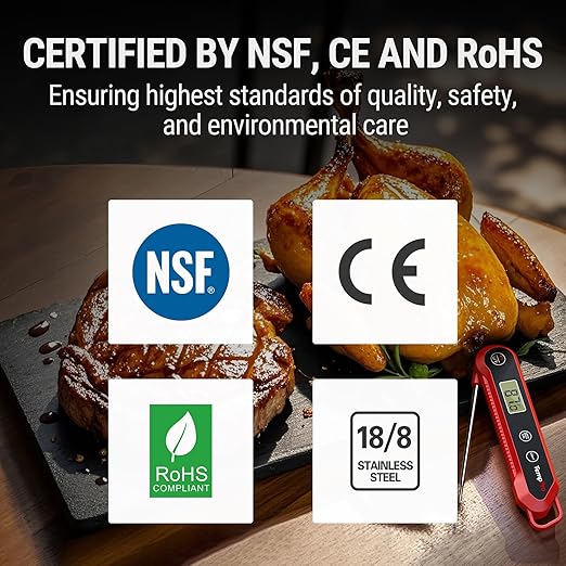 ThermoPro TempPro 3-Sec Instant Read Digital Meat Thermometer, ±0.9°F Accuracy, Waterproof & Backlight Food Thermometer for Cooking, Oil Fry Candy Meat Probe for Kitchen, BBQ, Oven, Grill, Smoker