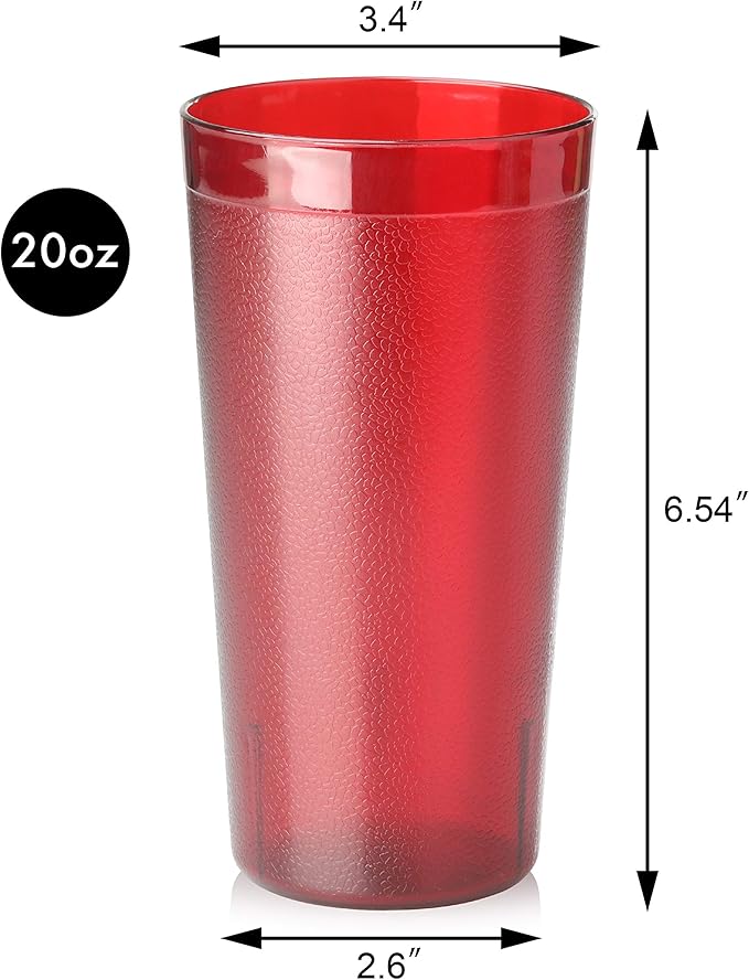 New Star Foodservice | Restaurant-Grade Beverage Tumblers (Red Set of 12, 20 oz)