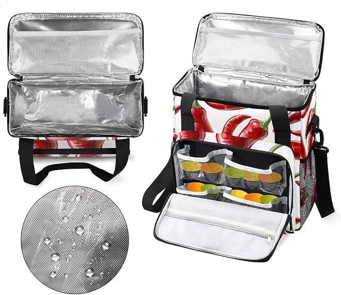 Chili Peppers Coffee Maker Travel Bag, Food Insulated Grocery Bag Travel Picnic - Image 3