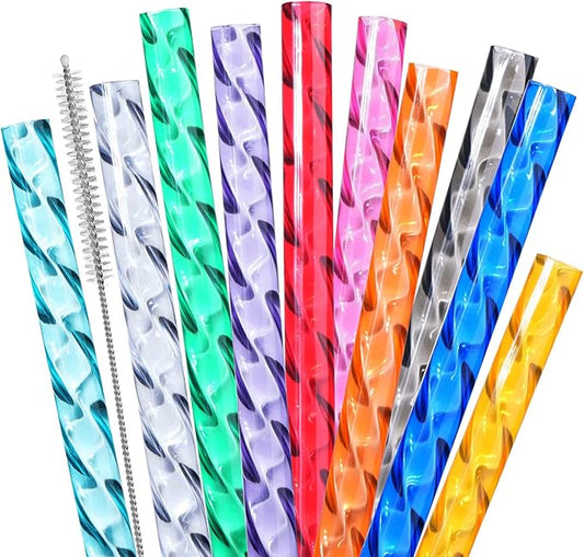 Reusable Straws for Stanley Cup Replacement,12 Inch Plastic Extra Long Straw for 40/30 oz Tumbler,Clear Hard Drinking Straws for Stanley,10mm Large Wide Water Bottle Straw for Stanley Cup Accessories