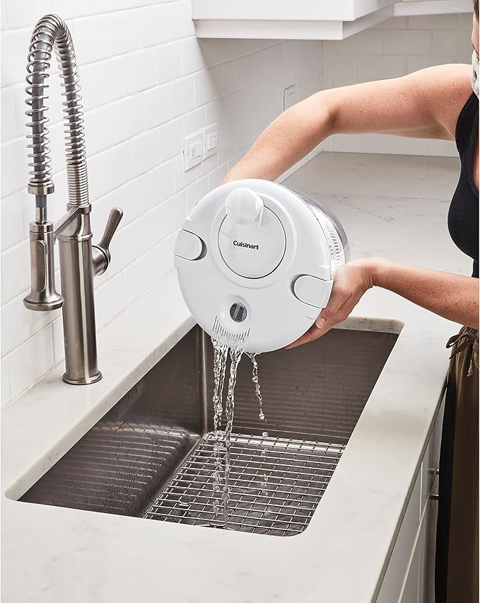 Cuisinart Large Salad Spinner- Wash, Spin & Dry Salad Greens, Fruits & Vegetables, 5qt, CTG-00-SASW White