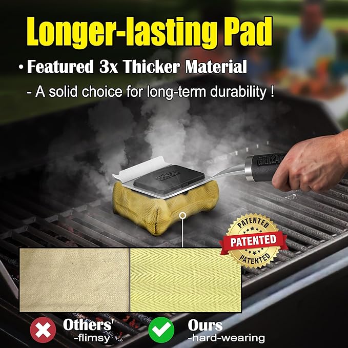 GRILLART Grill Brush for Outdoor Grill Bristle Free - Reinforced Grill Cleaner Scraper BBQ Brush - Replaceable Head Barbecue Grill Cleaning Brush - Safe BBQ Accessories Grill Tools - Gifts for Men/Dad