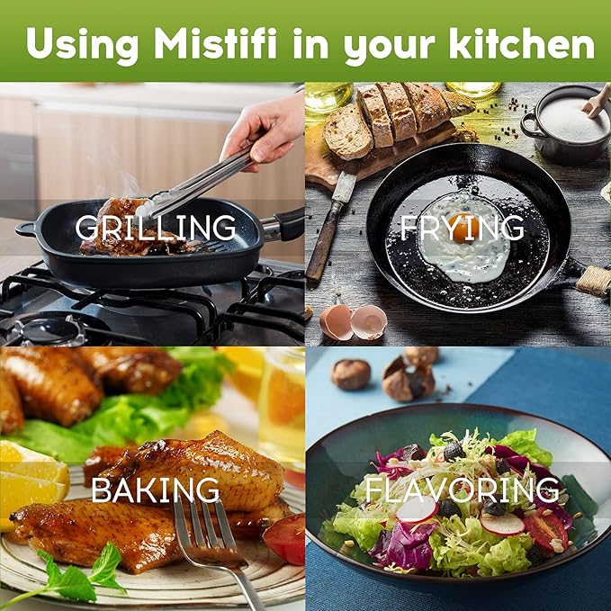 Mistifi Oliver Oil Sprayer for cooking, Spray bottle 6oz, Non-Aerosol Refillable Dispenser Oil Mister (set of 2)
