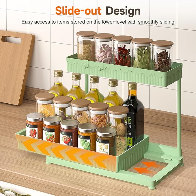 3 Pack Multi-Purpose Under Sink Organizers and Storage (Green, 14.85 inches)