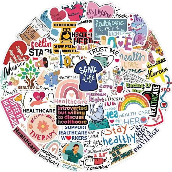 50 Pcs Health Care Stickers Doctor Nurse Sticker Medical Science Equipment by Unknown