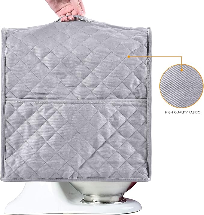 Stand Mixer Cover compatible with Kitchenaid Mixer, Fits All Tilt Head & Bowl Lift Models,Pure Cottot,Fine, Soft, Not Easy to Fade, Not Easy To Pilling (Grey, Fits for 4.5-Quart and All 5-Quart)