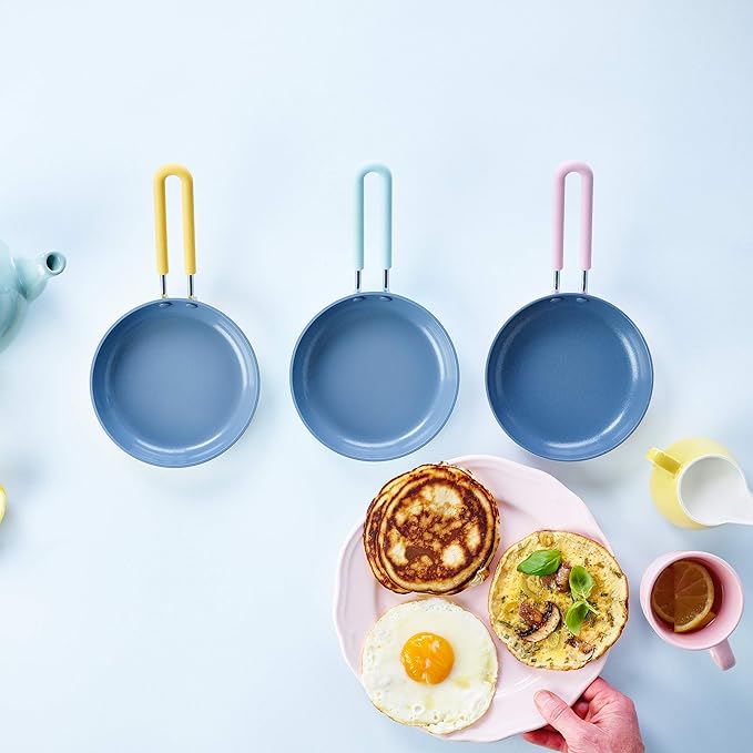 GreenPan Mini Healthy Ceramic Nonstick, 5" Round Egg Pan, PFAS-Free, Dishwasher Safe, Stay Cool Handle, Yellow